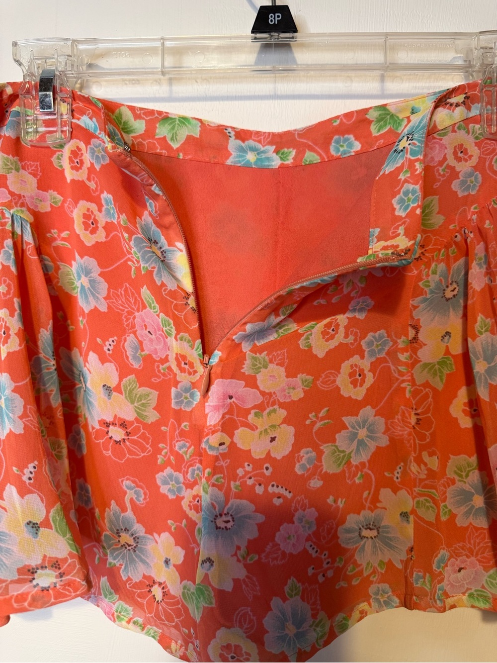 Free People Coral Floral Chiffon Flowy 2" Shorts Skort Size 2 Bohemian - Picture 7 of 7